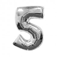 Воздушный шар цифра "5" серебристая